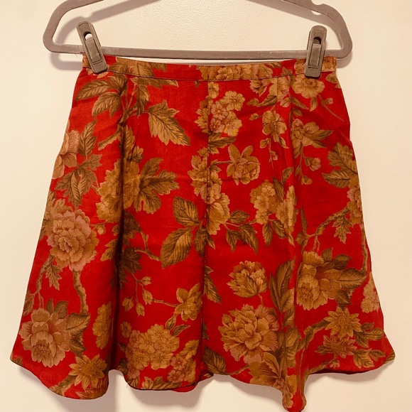 Ralph Lauren Red Linen Floral Skirt – Breezy & Elegant - Picture 2 of 5